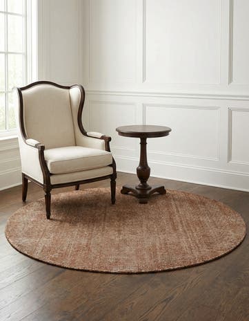 Cocoa Bean Brown Hand Woven Jill Zarin English Manor Wool Round Rug