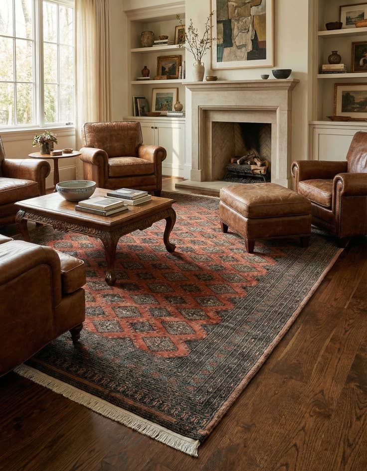 Detail image of 8' 5 x 10' 2 Hand Knotted Bokhara Oriental Wool Rug