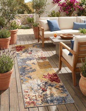 2' 7 x 10' Easy-Clean Modern Indoor / Outdoor Runner Rug