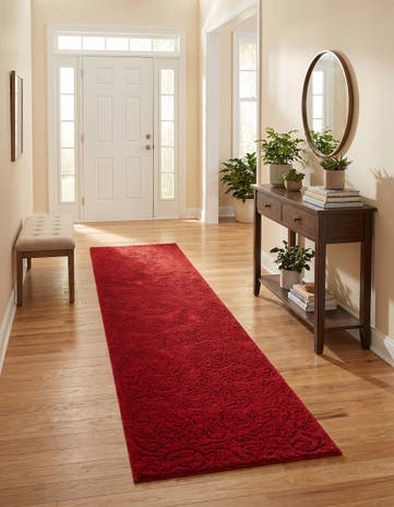 Red Botanical Shag Runner Rug