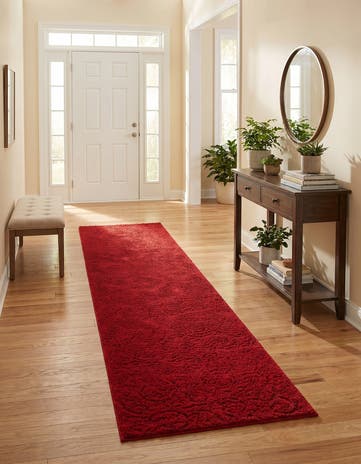 Red Botanical Shag Runner Rug