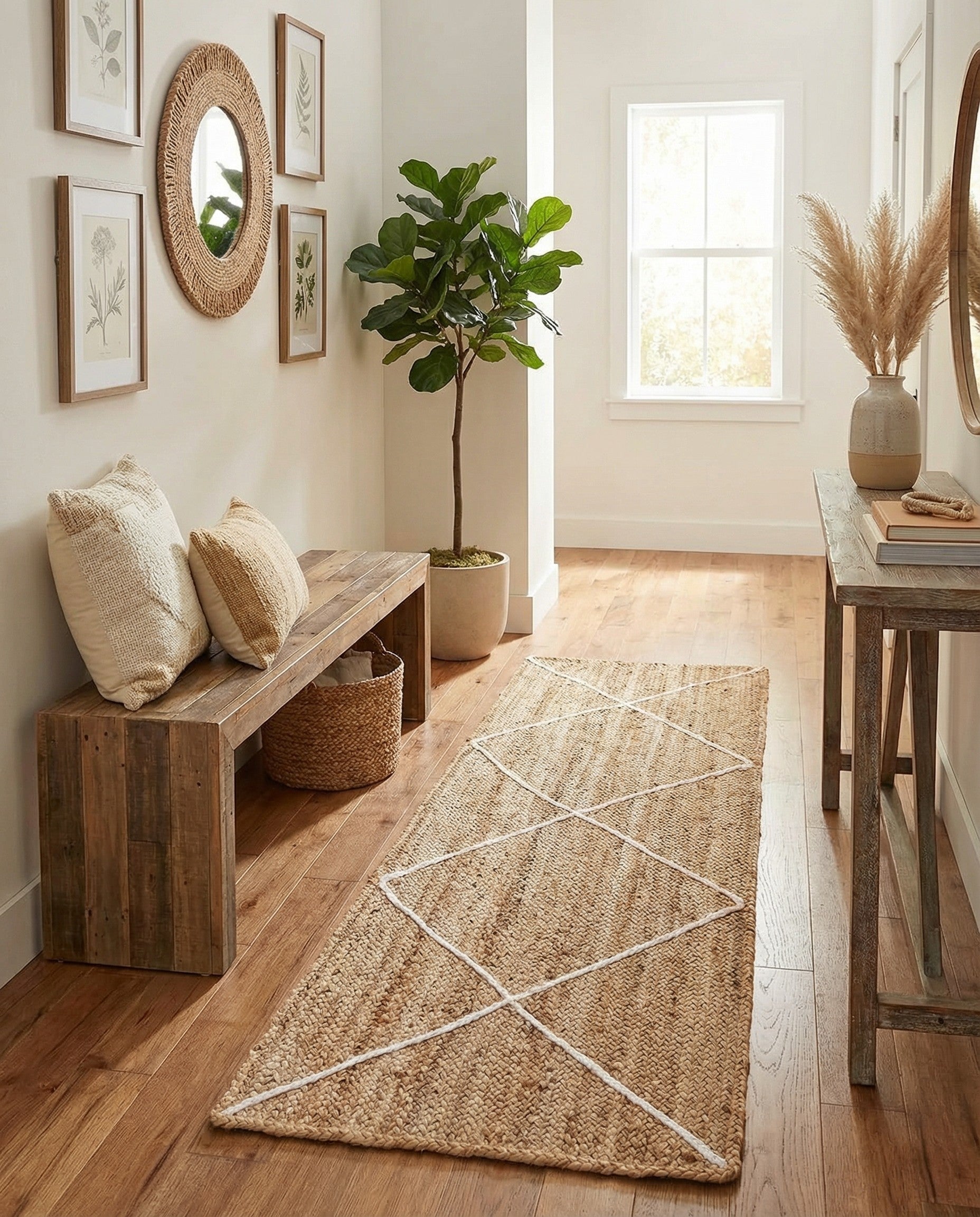 2' 2 x 6' 1 Handmade Braided Jute Runner Rug