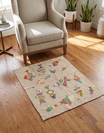 3' 3 x 3' 10 Hand Woven Kilim Suzani Wool Square Rug