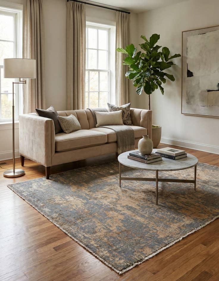 Detail image of 4' 10 x 5' 8 Hand Knotted Ultra Vintage Persian Wool Square Rug