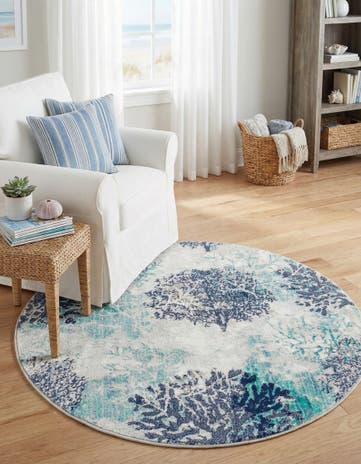 Blue Ariel Round Rug