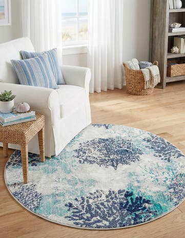Blue Ariel Round Rug