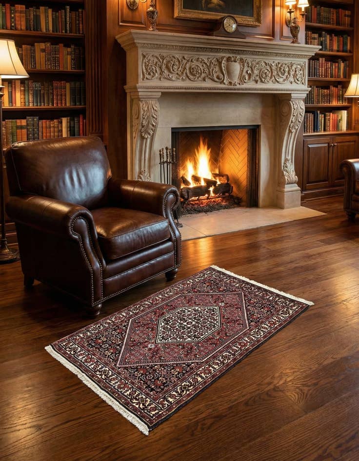 Detail image of 2' 4 x 3' 8 Hand Knotted Bidjar Persian Wool Rug