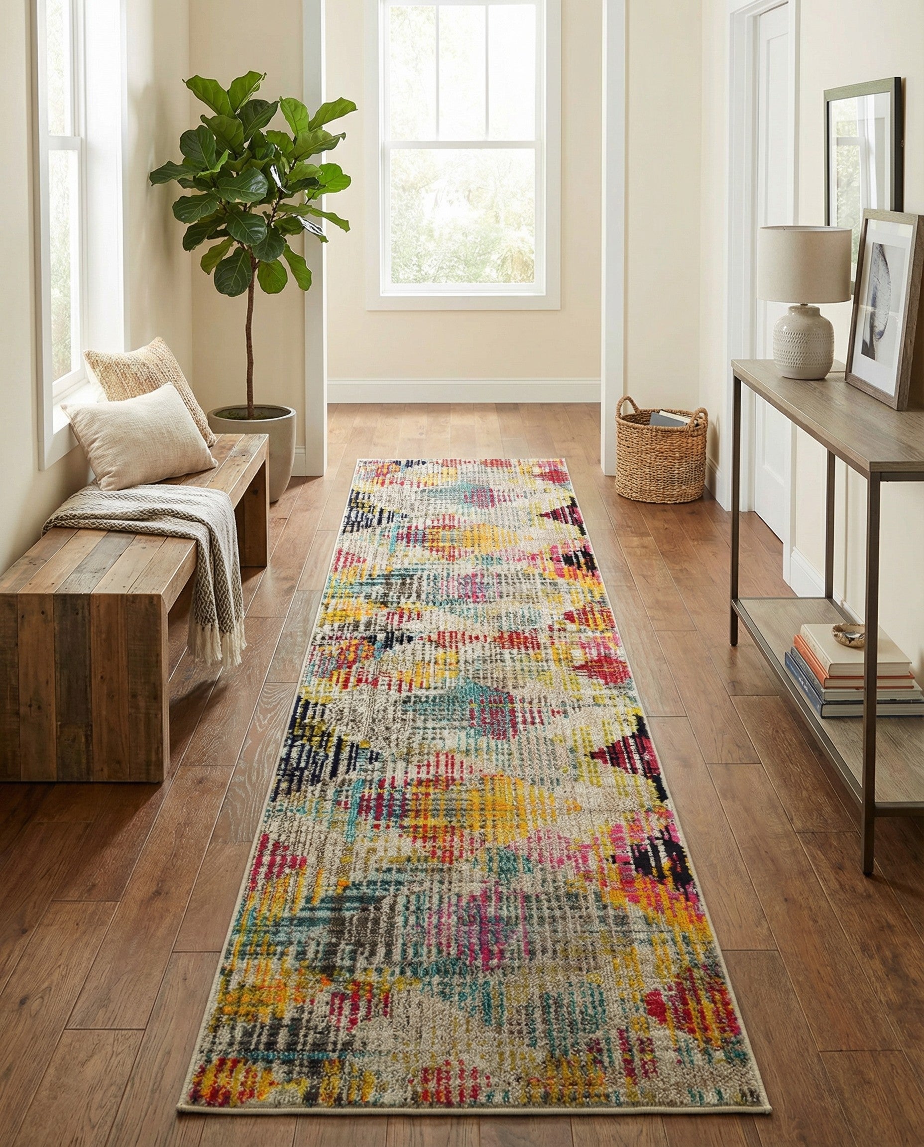 2' 7 x 10'  Washable Spectrum Runner Rug