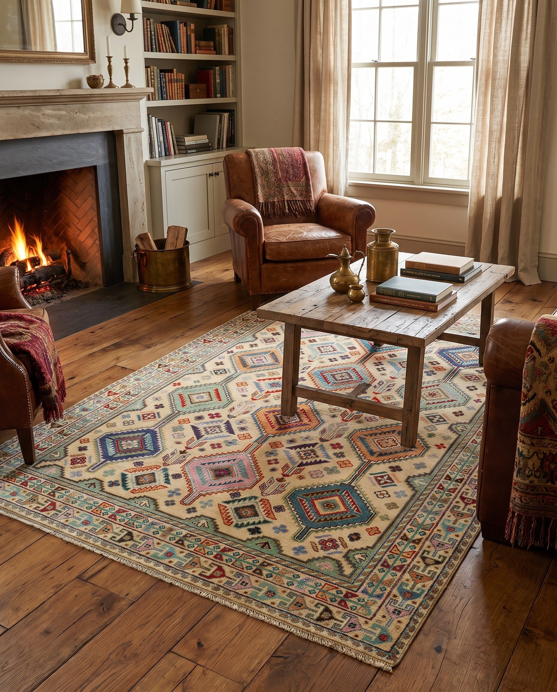 5' 8 x 7' 8 Hand Knotted Kazak Rug