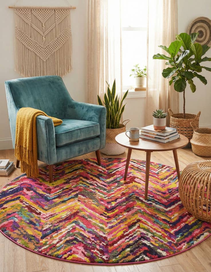 Detail image of 6' x 6' Washable Hyacinth Round Rug