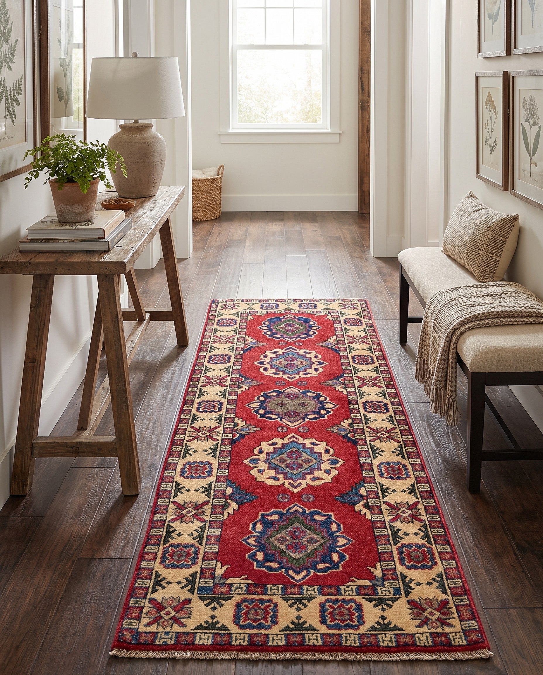 2' 2 x 5' 5 Hand Knotted Kazak Runner Rug
