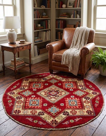 3' 3 x 3' 3 Hand Knotted Kazak Round Rug