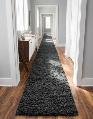 Dark Gray Everyday Shag Runner Rug