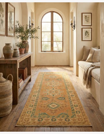 2' 7 x 6' 10 Hand Knotted Oushak Wool Runner Rug