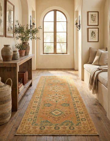 2' 7 x 6' 10 Hand Knotted Oushak Wool Runner Rug