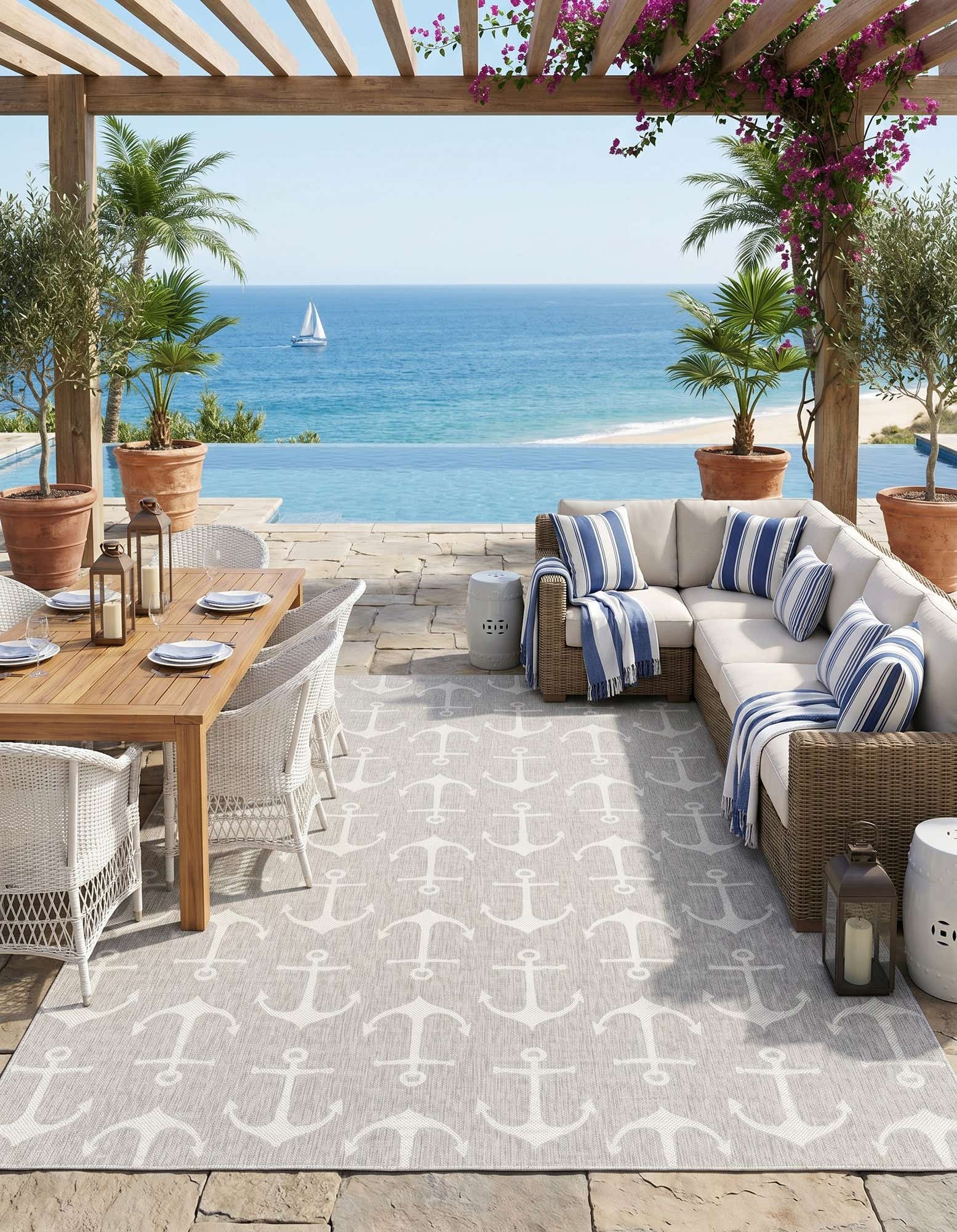10' x 13' Easy-Clean Coastal Indoor / Outdoor Rug
