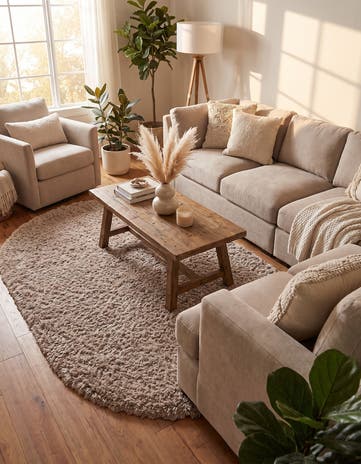 Khaki Infinity Shag Oval Rug