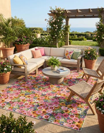 10' x 14' Easy-Clean Botanical Indoor / Outdoor Rug