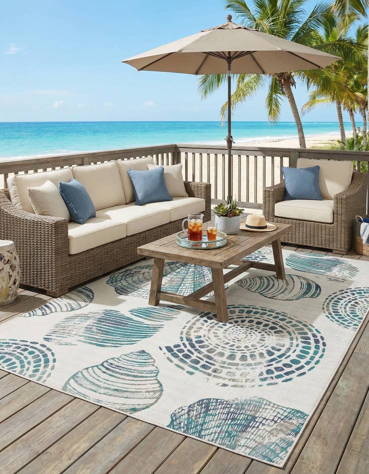 Detail image of 9' x 12' Easy-Clean Coastal Indoor / Outdoor Rug
