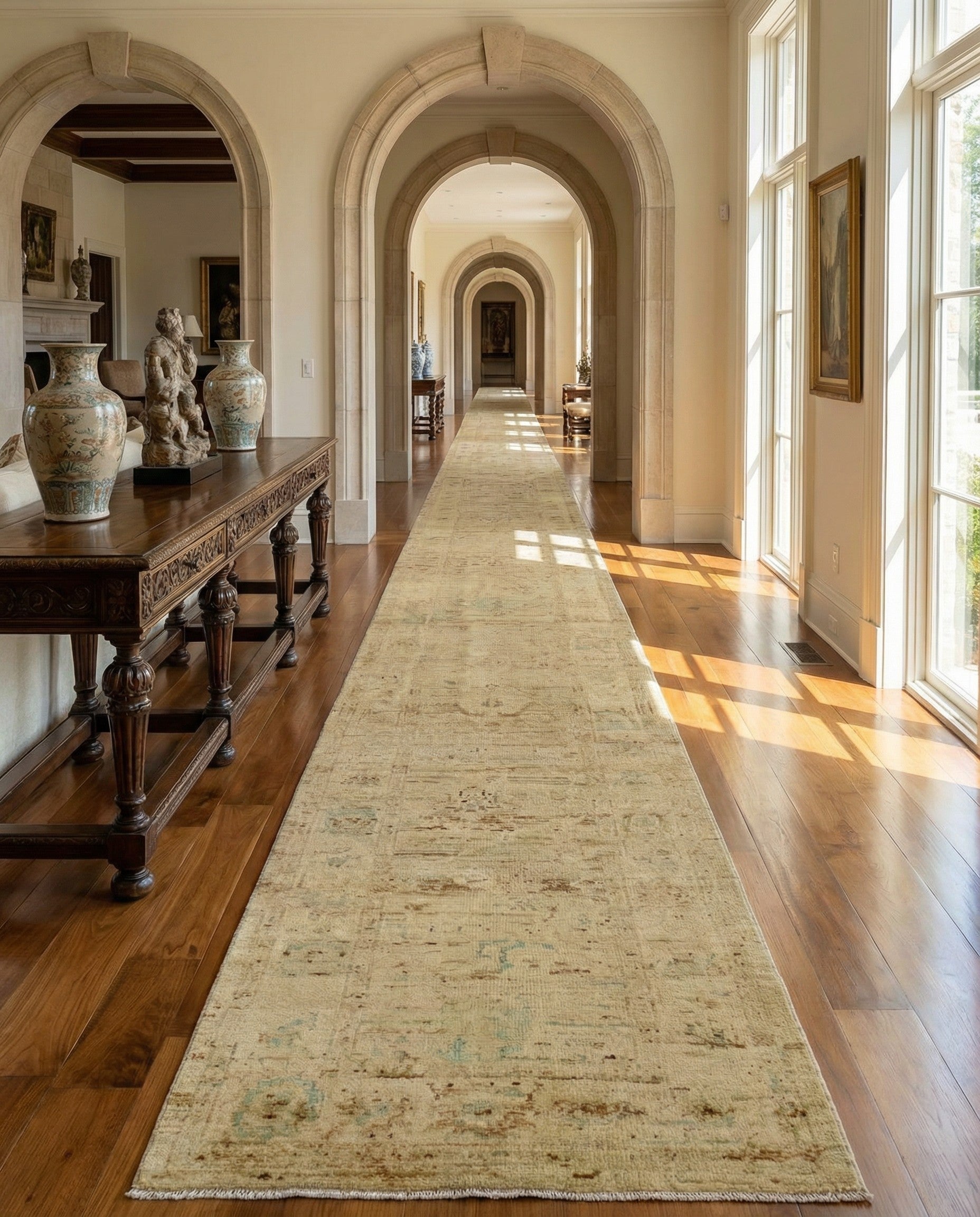 2' 6 x 18' 10 Hand Knotted Oushak Wool Runner Rug