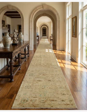 2' 6 x 18' 10 Hand Knotted Oushak Wool Runner Rug