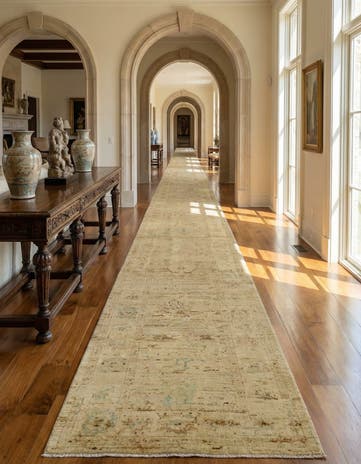 2' 6 x 18' 10 Hand Knotted Oushak Wool Runner Rug