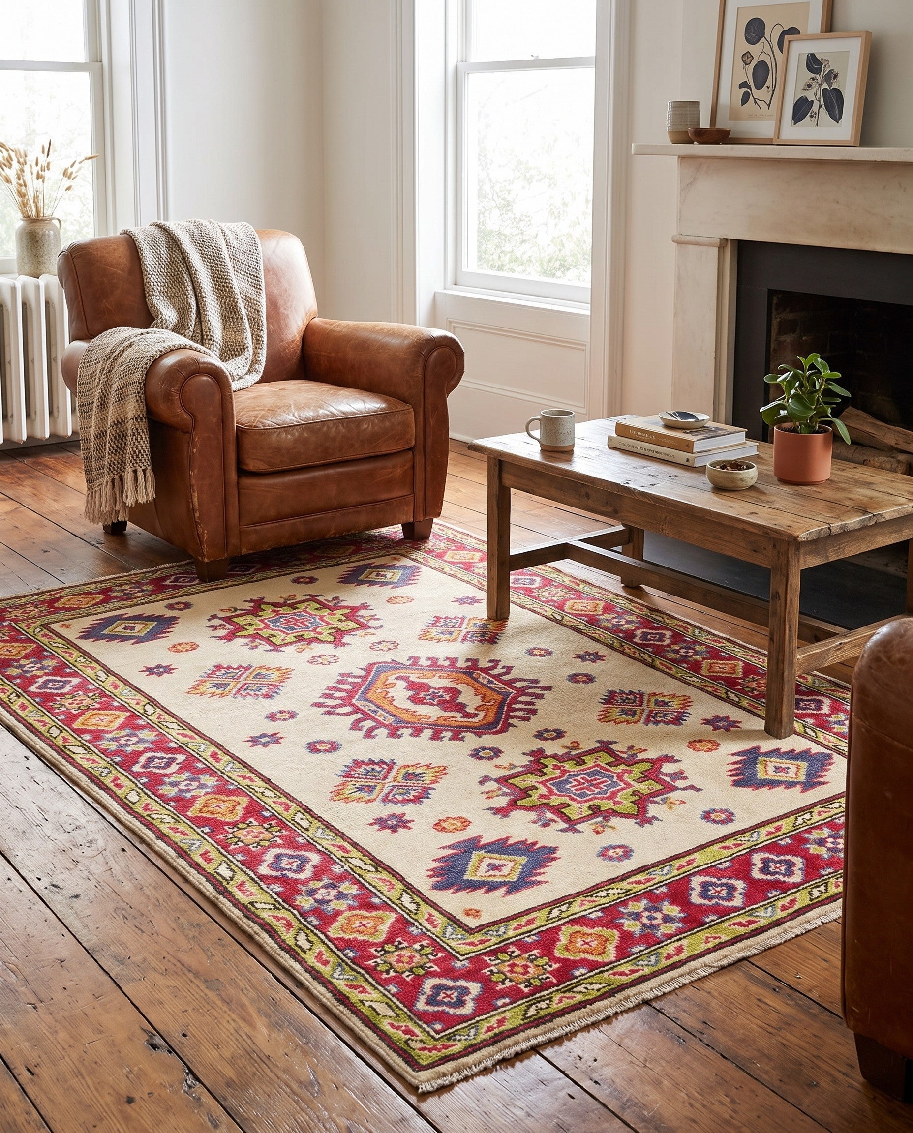 3' 2 x 4' 8 Hand Knotted Kazak Rug
