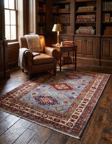 3' 4 x 4' 10 Hand Knotted Kazak Rug
