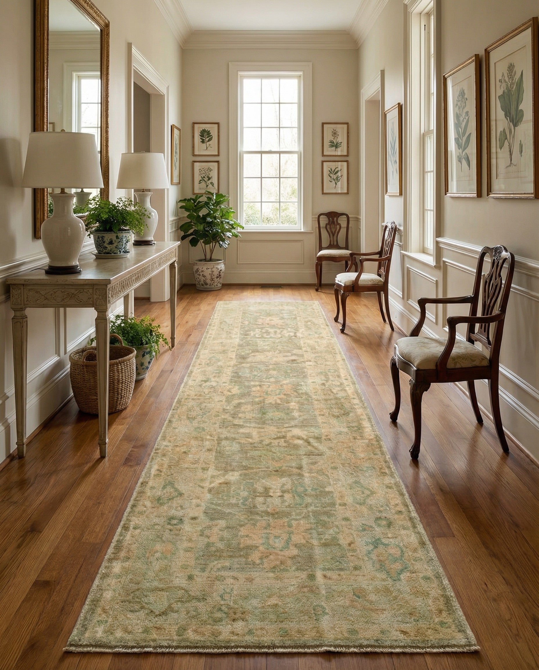 2' 8 x 9' 10 Hand Knotted Oushak Wool Runner Rug