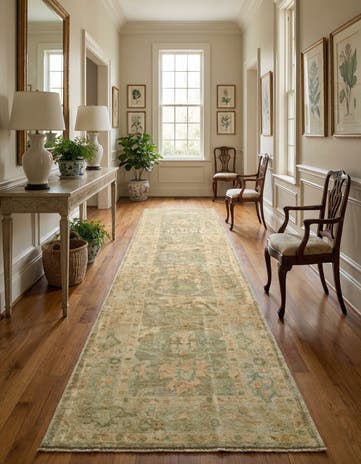 2' 8 x 9' 10 Hand Knotted Oushak Wool Runner Rug