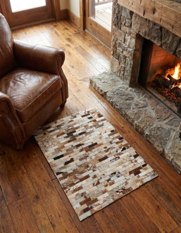 2' x 3' Cowhide Leather Rug