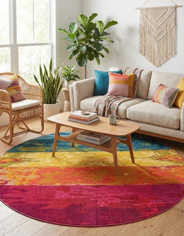 Washable Hyacinth Round Rug