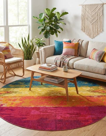 Washable Hyacinth Round Rug