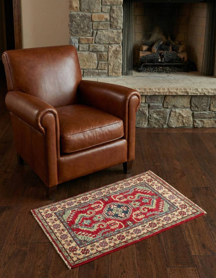 Detail image of 2' 8 x 4' 3 Hand Knotted Kazak Rug