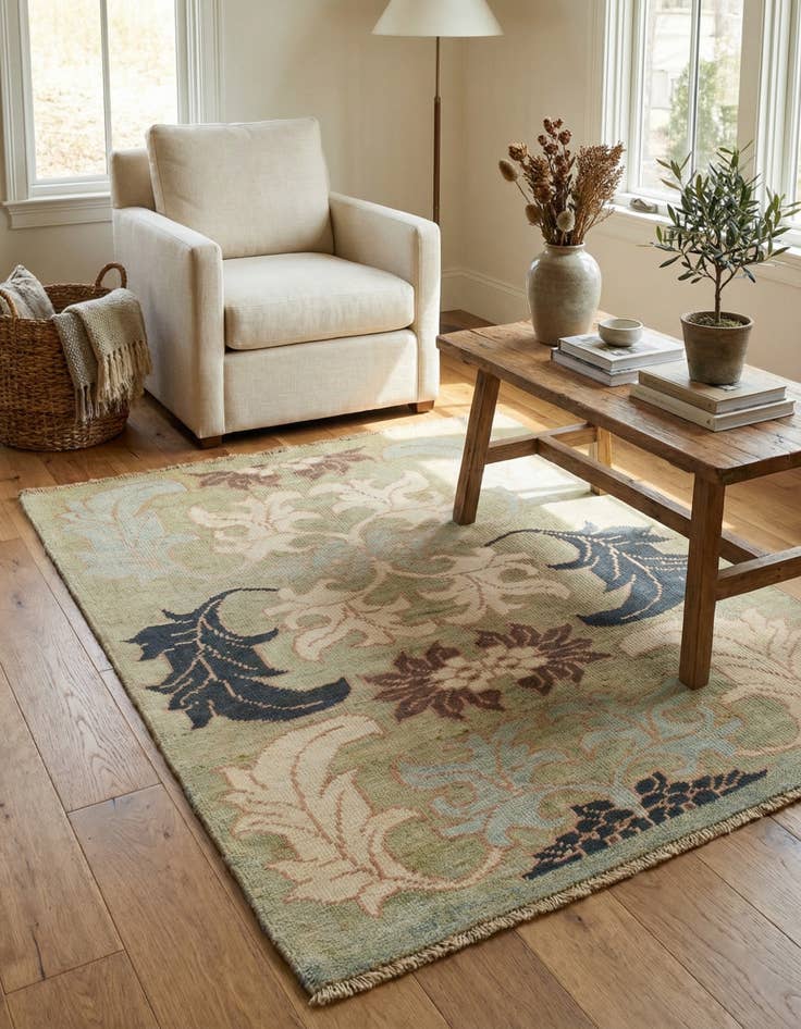 Detail image of 4' 2 x 5' 3 Hand Knotted Oushak Wool Square Rug