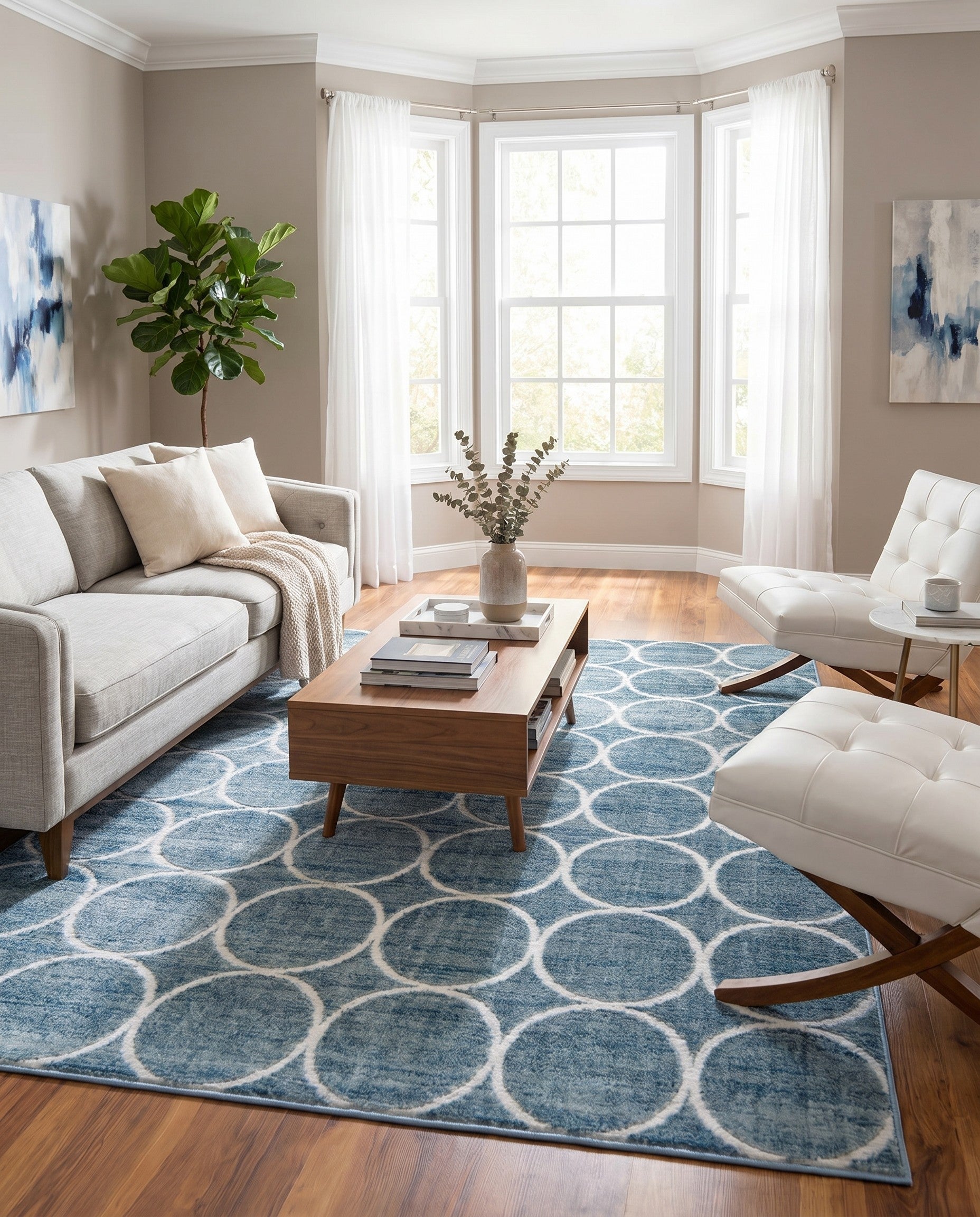 Blue Lattice Trellis Rug