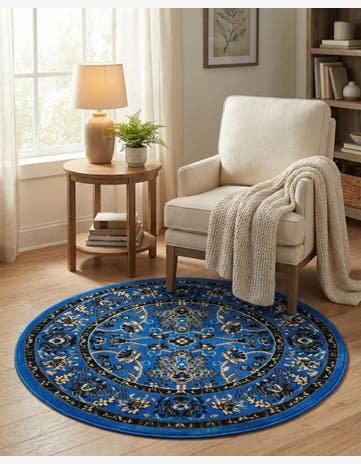 3' 3 x 3' 3 Kashan Design Round Rug