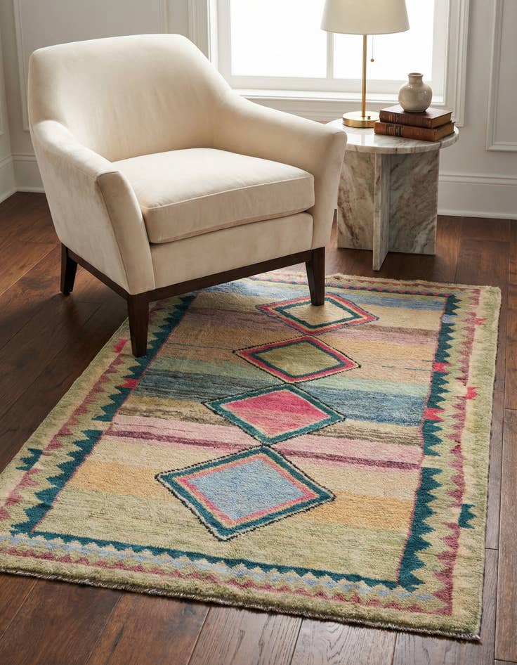 Detail image of 3' 3 x 5' Hand Knotted Oushak Wool Rug