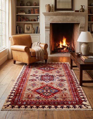 3' 3 x 5' 2 Hand Knotted Kazak Rug