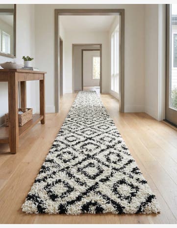 3' 3 x 16' 5 Trellis Shag Runner Rug