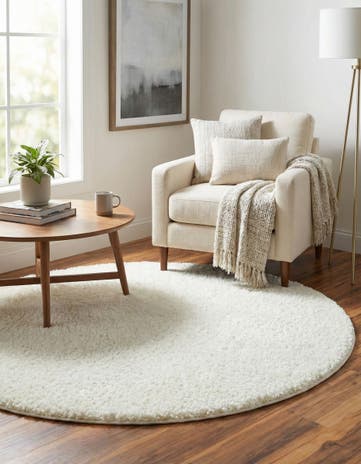 7' x 7' Soft Solid Shag Round Rug