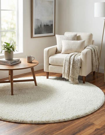 7' x 7' Soft Solid Shag Round Rug