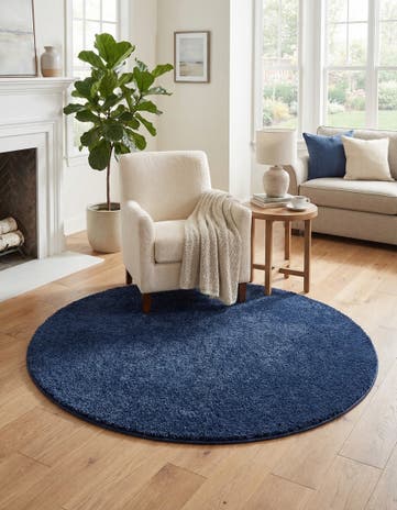 5' x 5' Solid Frieze Round Rug