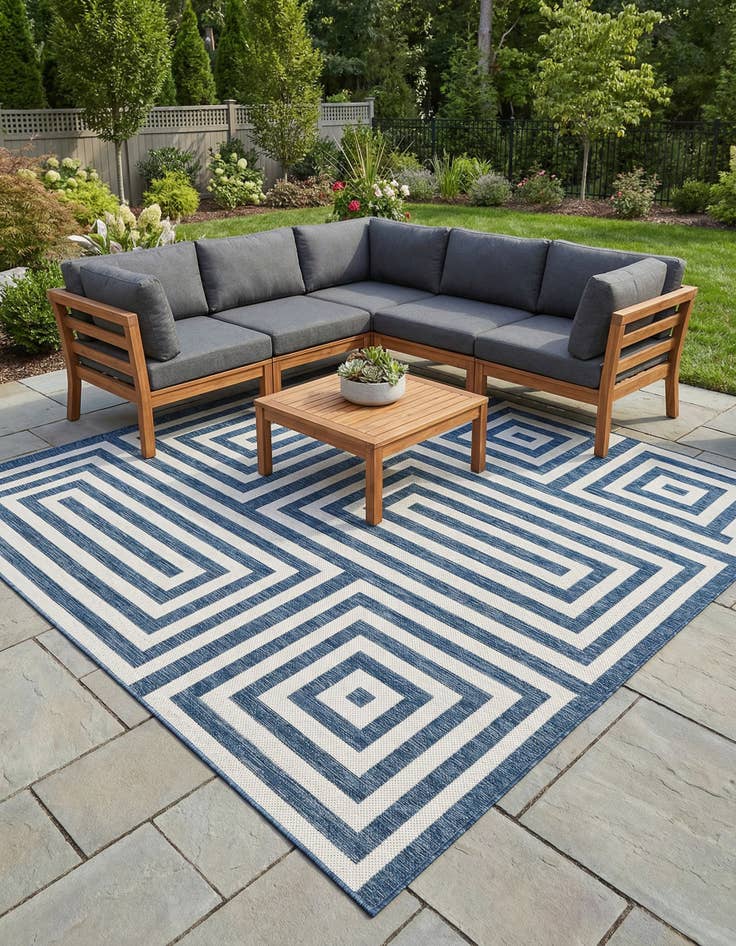 Detail image of 10' x 10' Easy-Clean Modern Indoor / Outdoor Square Rug