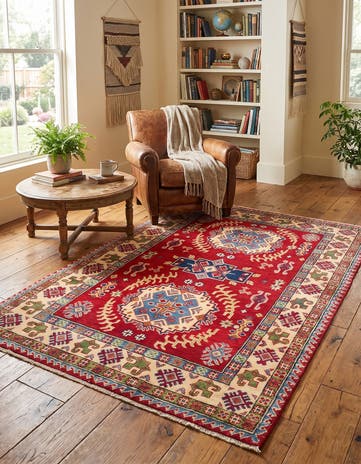 4' 1 x 6' 2 Hand Knotted Kazak Rug