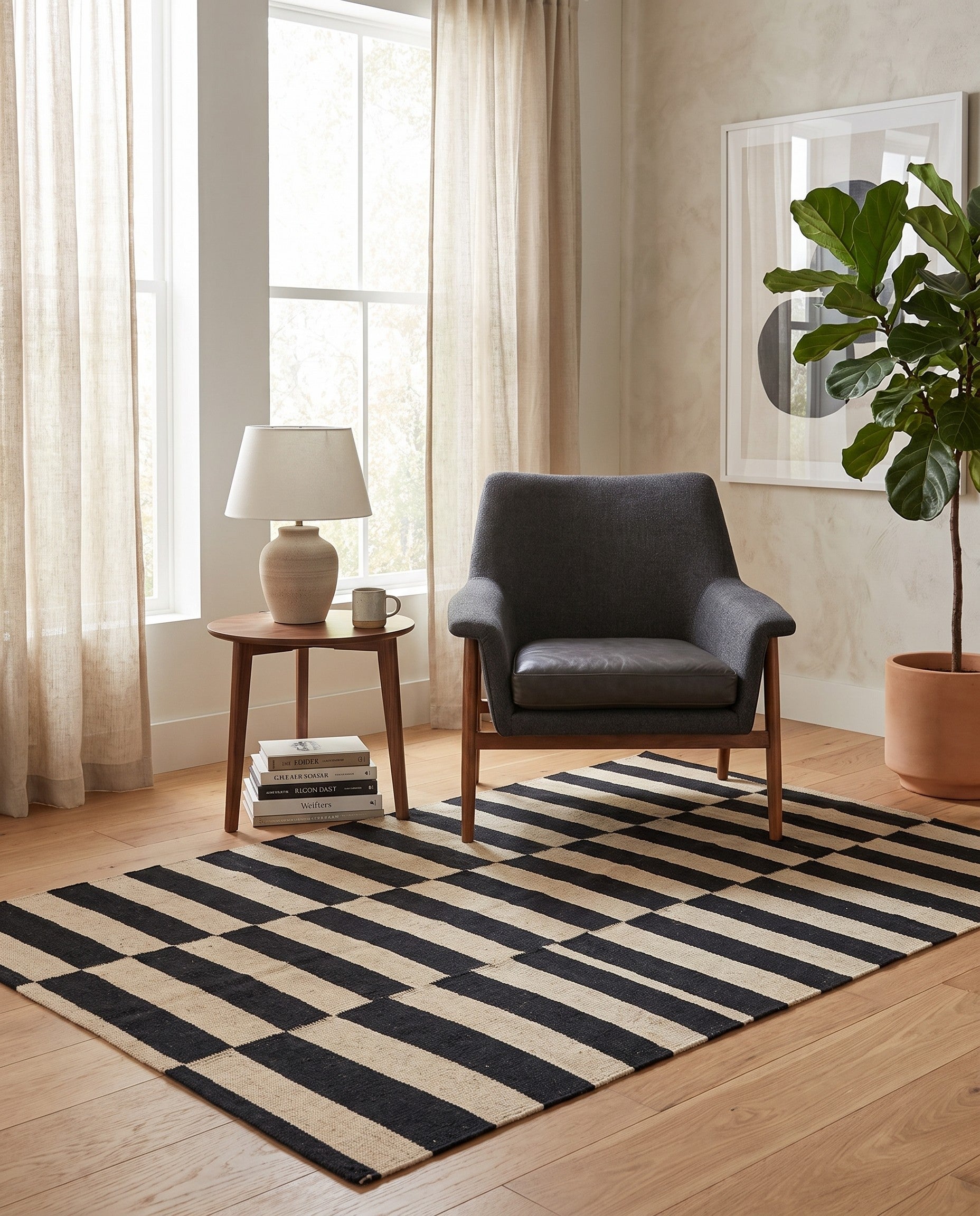 3' 4 x 4' 9 Hand Woven Kilim Modern Wool Rug