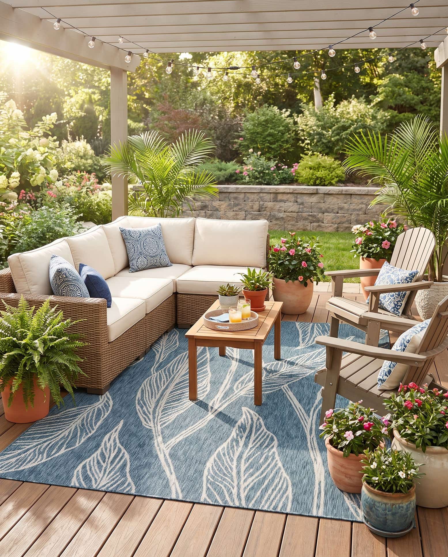 6' x 9' Easy-Clean Botanical Indoor / Outdoor Rug