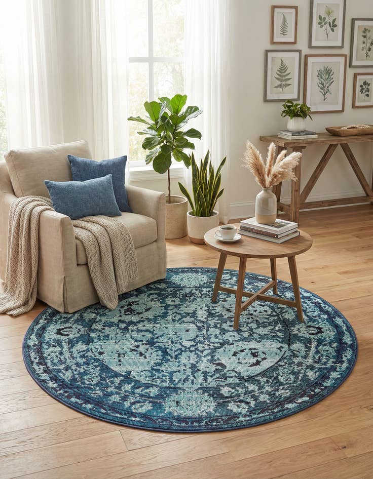 Detail image of 6' x 6' Washable Fleur Round Rug