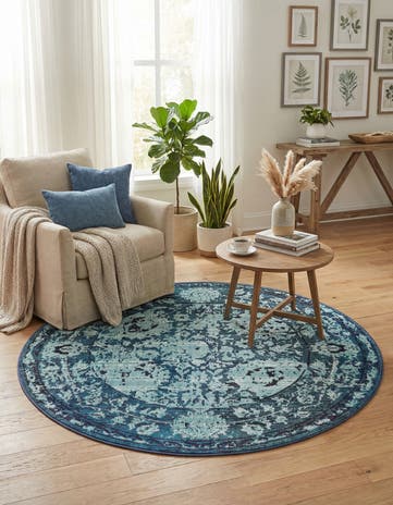 6' x 6' Washable Fleur Round Rug
