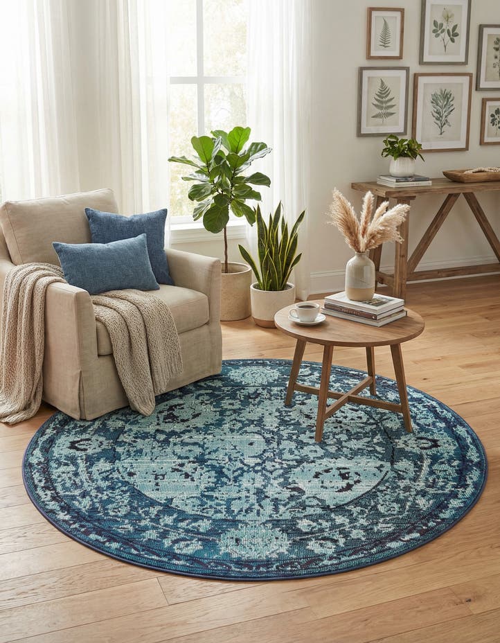 6' x 6' Washable Fleur Round Rug